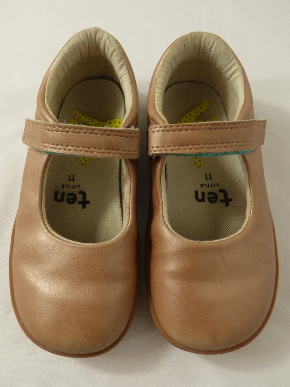 Ten Little Rose Gold Vegan Leather Mary Janes, Size 11